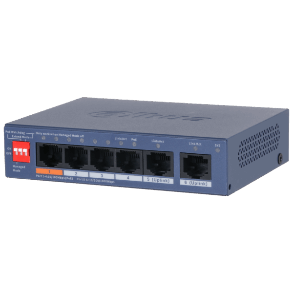 4-портовый PoE коммутатор Dahua CS4006-4ET2GT-60